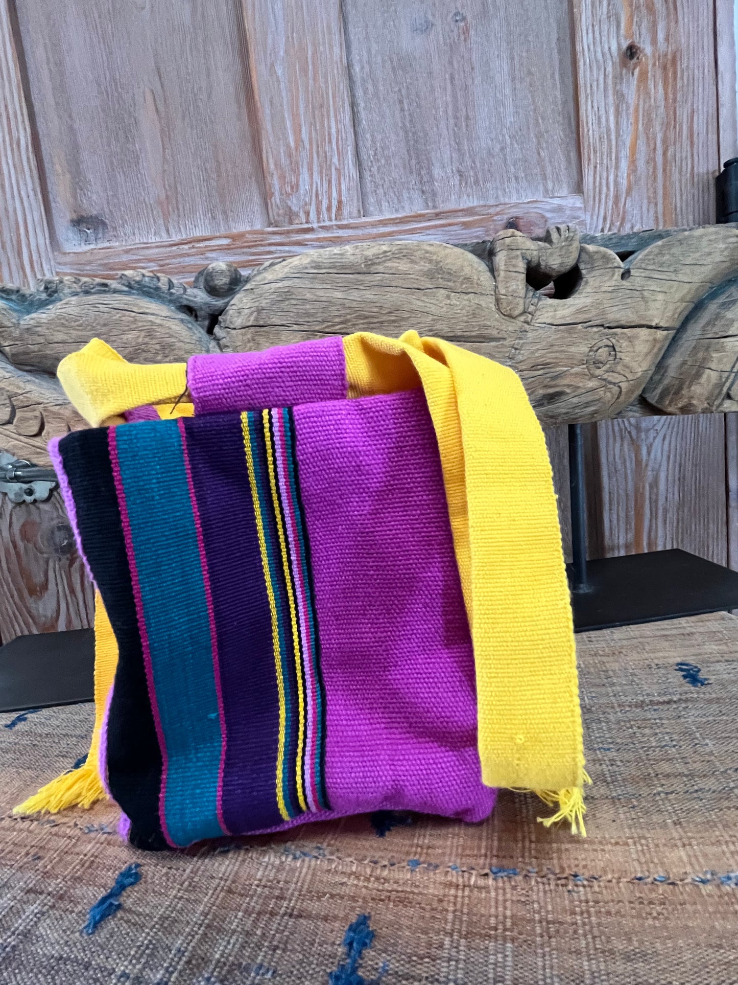 Traditional Japanese Rice Bag in Guatemalan Textiles